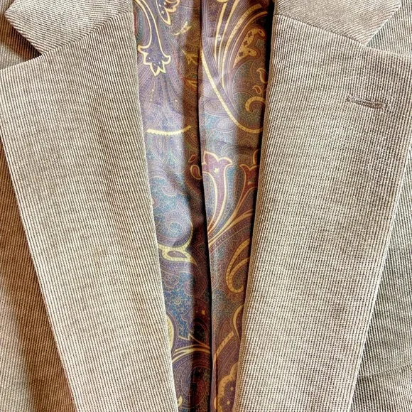 Lauren Ralph Lauren 44L Golden Brown Fine Wale Corduroy Blazer Jacket Sport Coat - Picture 2 of 7